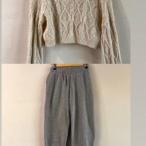 Bundle offer! Used Knitted cream crop top sweater and BM jogger pants